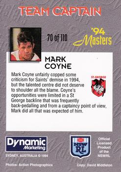 1994 Dynamic NSW Rugby League '94 Masters #70 Mark Coyne Back